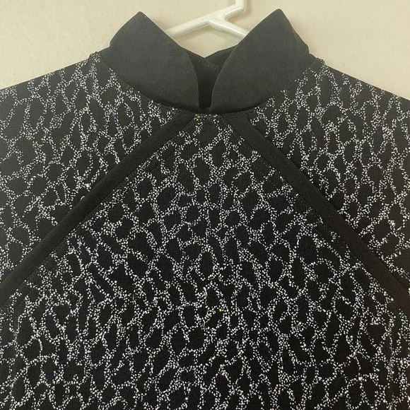 Vintage Geneva Sleeveless Glitter Top Stretch High Slit Mandarin Collar Small - Picture 5 of 16